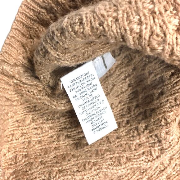 LOFT Sweater Dress Camel Hair Blend Long Sleeve Women's S Tan Modest Crewneck - Picture 8 of 9